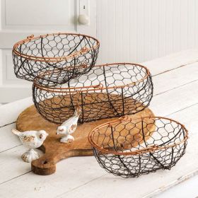 Set of Three Wire Gathering Baskets