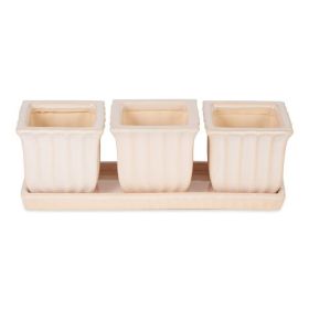 Accent Plus Ceramic Mini Planter Set - Ivory Square