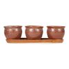 Accent Plus Ceramic Mini Planter Set - Brown Round