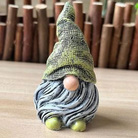 1pc Garden Gnome Resin Statue; Faceless Doll Figures Miniature Home Decoration For Lawn Ornaments Indoor Or Outdoor Patio Deck Yard - Green