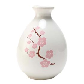 17oz White Ceramic Wine Jar Chinese Style Empty Wine Flask Peach Blossom Wine Bottle Small Flagon - Default