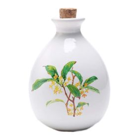 500ml White Ceramic Wine Jar Chinese Style Empty Wine Flask Osmanthus Fragrans Wine Bottle Small Flagon - Default