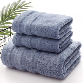 Linen Bath Towel Set 3 Pieces Soft and Absorbent;  Premium Quality 100% Cotton 1 Bath Towel 1 Hand Towel 1 Washcloth  - blue