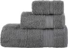 Linen Bath Towel Set 3 Pieces Soft and Absorbent;  Premium Quality 100% Cotton 1 Bath Towel 1 Hand Towel 1 Washcloth  - grey