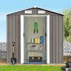 Patio 6ft x4ft Bike Shed Garden Shed; Metal Storage Shed with Adjustable Shelf and Lockable Door; Tool Cabinet with Vents and Foundation - Gray