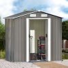 Patio 6ft x4ft Bike Shed Garden Shed; Metal Storage Shed with Lockable Door; Tool Cabinet with Vents and Foundation for Backyard - Gray