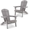 Wood Lounge Patio Chair for Garden Outdoor Wooden Folding Adirondack Chair Set of 2 Solid Cedar Wood Lounge Patio Chair