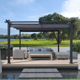 13x10 Ft Outdoor Patio Retractable Pergola With Canopy Sunshelter Pergola for Gardens; Terraces; Backyard - Gray