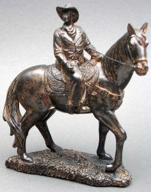 Bronze look Cowboy on Horse - 049-14123