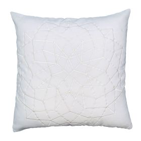 Hugo 20 x 20 Square Accent Throw Pillow; Embroidered Geometric Abstract Pattern; With Filler; White - as Pic