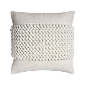 20 x 20 Square Cotton Accent Throw Pillow; Textured Dotted Fabric Details; White - as Pic