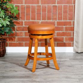 24" Counter Stool; Natural Finish; Saddle Leather Seat