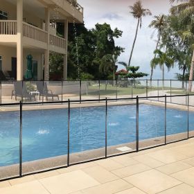 12x4 Ft Outdoor Pool Fence With Section Kit; Removable Mesh Barrier; For Inground Pools; Garden And Patio; Black - as Pic