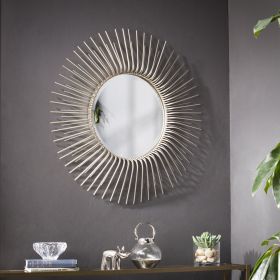 Trevella Round Oversized Sunburst Wall Mirror - Champagne Gold