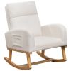 Modern Accent Rocking Chair; Upholstered Kids Glider Rocking Chair for Infants and Children; Teddy Material Comfort Arm Rocker; Lounge; BEIGE