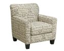 38 Inch Wood Accent Chair; Typography Print Beige Fabric - as Pic