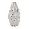 Elegant White Ceramic Vase with Gold Accents - Timeless Home Decor - as Pic