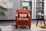 Accent armchair livingroom chair with nailheads and solid wood legs Orange Linen - Default