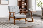 Leisure Chair with Solid Wood Armrest and Feet; Mid-Century Modern Accent chair; for Living Room Bedroom Studio chair - as Pic