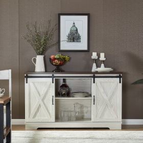 Buffet Sideboard/TV Stand / Storage Cabinet with 2 Sliding Barn Doors