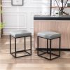 Backless Barstools Set of 2; 24" Modern Counter Height Stool Industrial Faux Leather Island Stool; Light Gray