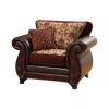 48 Inch Modern Accent Chair; Jacquard; Vegan Faux Leather; Burgundy; Brown - as Pic