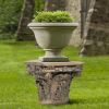 Traditional Resin Decorative Pedestal with Scrolled Design; Weathered Brown