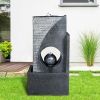 24.4inches Cascading Water Fountain with Led Lights Indoor/Outdoor Modern Sphere &amp; Column Water Feature