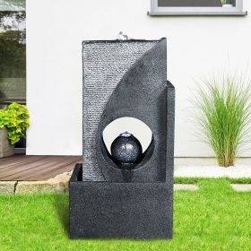 24.4inches Cascading Water Fountain with Led Lights Indoor/Outdoor Modern Sphere &amp; Column Water Feature