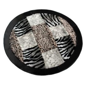 Onitiva - [Zebra-Stripe & Leopard] Patchwork Rugs (35.4 by 35.4 inches)