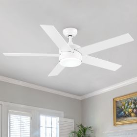 52 In. Integrated LED Light Ceiling Fan with White ABS Blade