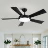 52 In Intergrated LED Ceiling Fan Lighting with Black ABS Blade