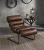 Dolgren Accent Chair in Sahara Top Grain Leather &amp; Matt Iron Finish 59948 - as Pic