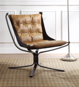 Carney Accent Chair; Coffee Top Grain Leather 59831 - as Pic