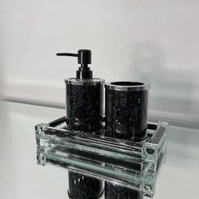 Ambrose Exquisite 3 Piece Soap Dispenser and Toothbrush Holder with Tray - as Pic