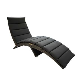 Alameda Indoor/Outdoor Patio Wicker Chaise Lounge with Dark Grey Polyester CushioN - as Pic