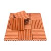 Outdoor Patio 8-Slat Eucalyptus Interlocking Deck Tile (Set of 10 Tiles) - as Pic