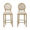 Salton French Country Wooden Barstools with Upholstered Seating (Set of 2)