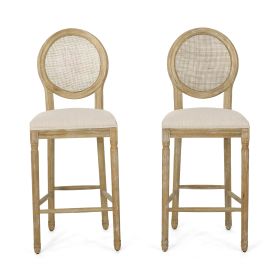 Salton French Country Wooden Barstools with Upholstered Seating (Set of 2)