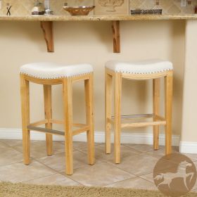 Jaeden Beige Backless 30-Inch Bar Stools (Set of 2)