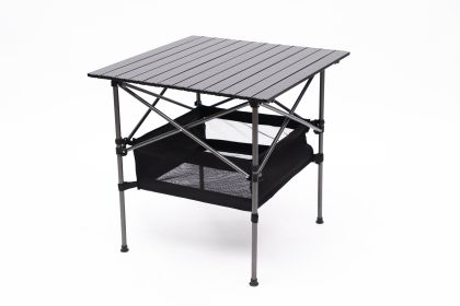 1-piece Folding Outdoor Table with Carrying Bag; Lightweight Aluminum Roll-up Square Table for indoor; Outdoor; Patio; 27.56X27.56X27.56in; Black