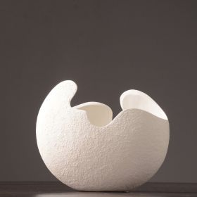 Simple white ceramic vase decoration - White - L