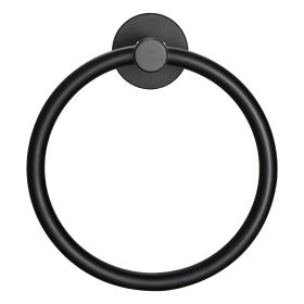 Towel Ring Matte Black; Bath Hand Towel Ring Thicken Space Aluminum Round Towel Holder for Bathroom - as Pic