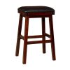 30" Bar Stool; Espresso Finish; Black Leather Seat