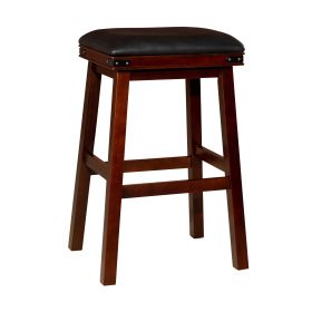 30" Bar Stool; Espresso Finish; Black Leather Seat