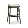 30" Bar Stool; Weathered Gray Finish; French Gray Leather Seat