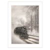 "Snowy Locomotive" by Lori Deiter; Ready to Hang Framed Print; White Frame