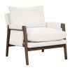 Mid-Century Modern Velvet Accent Chair; Leisure Chair with Solid Wood and Thick Seat Cushion for Living Room; Bedroom; Studio; White - as Pic