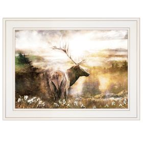 "Heading Home-Elk" by Bluebird Barn; Ready to Hang Framed Print; White Frame