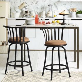 24'' Swivel Counter Height Bar Stools Set of 2; Brown